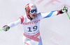 Patrick Kueng of Switzerland celebrate after his run of the mens Downhill of FIS Ski World Championships 2015 at the Birds of Prey Course in Beaver Creek, United States on 2015/02/07.
