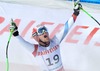 Patrick Kueng of Switzerland celebrate after his run of the mens Downhill of FIS Ski World Championships 2015 at the Birds of Prey Course in Beaver Creek, United States on 2015/02/07.
