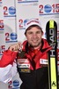 Bronze Medalist Beat Feuz of Switzerland poses with his Medal after the mens Downhill of FIS Ski World Championships 2015 at the Birds of Prey Course in Beaver Creek, United States on 2015/02/07.
