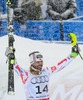 Jean-Baptiste Grange of France reacts after his 2nd run of men Slalom of FIS Ski World Championships 2015 at th Birds of Prey in Beaver Creek, United States on 2015/02/15.
