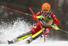 Chiara Costazza of Italy skiing in the first run of the women slalom race for 51st Golden Fox trophy of Audi FIS Alpine skiing World cup in Maribor, Slovenia. Women slalom race for 51st Golden Fox trophy of Audi FIS Alpine skiing World cup season 2014-2015, was held on Sunday, 22nd of February 2015 in Maribor, Slovenia.
