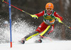 Chiara Costazza of Italy skiing in the first run of the women slalom race for 51st Golden Fox trophy of Audi FIS Alpine skiing World cup in Maribor, Slovenia. Women slalom race for 51st Golden Fox trophy of Audi FIS Alpine skiing World cup season 2014-2015, was held on Sunday, 22nd of February 2015 in Maribor, Slovenia.
