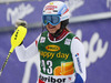 Charlotte Chable of Switzerland reacts in finish of the second run of the women slalom race for 51st Golden Fox trophy of Audi FIS Alpine skiing World cup in Maribor, Slovenia. Women slalom race for 51st Golden Fox trophy of Audi FIS Alpine skiing World cup season 2014-2015, was held on Sunday, 22nd of February 2015 in Maribor, Slovenia.
