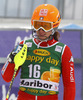 Chiara Costazza of Italy reacts in the finish of the first run of the women slalom race for 51st Golden Fox trophy of Audi FIS Alpine skiing World cup in Maribor, Slovenia. Women slalom race for 51st Golden Fox trophy of Audi FIS Alpine skiing World cup season 2014-2015, was held on Sunday, 22nd of February 2015 in Maribor, Slovenia.
