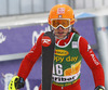 Chiara Costazza of Italy reacts in the finish of the first run of the women slalom race for 51st Golden Fox trophy of Audi FIS Alpine skiing World cup in Maribor, Slovenia. Women slalom race for 51st Golden Fox trophy of Audi FIS Alpine skiing World cup season 2014-2015, was held on Sunday, 22nd of February 2015 in Maribor, Slovenia.
