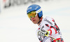 Romed Baumann of Austria reacts in finish of the men downhill race of Audi FIS Alpine skiing World cup in Garmisch-Partenkirchen, Germany. Men downhill race of Audi FIS Alpine skiing World cup season 2014-2015, was held on Saturday, 28th of February 2015 in Garmisch-Partenkirchen, Germany.
