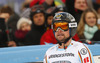 Klaus Brandner of Germany reacts in finish of the men downhill race of Audi FIS Alpine skiing World cup in Garmisch-Partenkirchen, Germany. Men downhill race of Audi FIS Alpine skiing World cup season 2014-2015, was held on Saturday, 28th of February 2015 in Garmisch-Partenkirchen, Germany.
