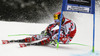 Marcel Hirscher of Austria skiing in first run of men giant slalom race of Audi FIS Alpine skiing World cup in Garmisch-Partenkirchen, Germany. Men giant slalom race of Audi FIS Alpine skiing World cup season 2014-2015, was held on Sunday, 1st of March 2015 in Garmisch-Partenkirchen, Germany.
