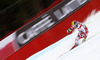 Winner Marcel Hirscher of Austria skiing in second run of men giant slalom race of Audi FIS Alpine skiing World cup in Garmisch-Partenkirchen, Germany. Men giant slalom race of Audi FIS Alpine skiing World cup season 2014-2015, was held on Sunday, 1st of March 2015 in Garmisch-Partenkirchen, Germany.
