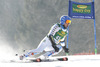 Calle Lindh of Sweden skiing during first run of Audi FIS Alpine skiing World cup giant slalom race. Men giant slalom race of Audi FIS Alpine skiing World cup 2014-2015 was held on Saturday, 14th of March 2015 on Vitranc slope in Kranjska Gora, Slovenia.
