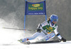 Mattias Roenngren of Sweden skiing during first run of Audi FIS Alpine skiing World cup giant slalom race. Men giant slalom race of Audi FIS Alpine skiing World cup 2014-2015 was held on Saturday, 14th of March 2015 on Vitranc slope in Kranjska Gora, Slovenia.
