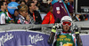 Third placed Thomas Fanara of France reacts in the finish of the second run of Audi FIS Alpine skiing World cup giant slalom race. Men giant slalom race of Audi FIS Alpine skiing World cup 2014-2015 was held on Saturday, 14th of March 2015 on Vitranc slope in Kranjska Gora, Slovenia.
