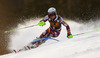 Henrik Kristoffersen of Norway skiing in first run of men slalom race of Audi FIS Alpine skiing World cup in Kranjska Gora, Slovenia. Men slalom race of Audi FIS Alpine skiing World cup season 2014-2015, was held on Sunday, 15th of March 2015 in Kranjska Gora, Slovenia.
