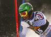 Alexander Khoroshilov of Russia skiing in first run of men slalom race of Audi FIS Alpine skiing World cup in Kranjska Gora, Slovenia. Men slalom race of Audi FIS Alpine skiing World cup season 2014-2015, was held on Sunday, 15th of March 2015 in Kranjska Gora, Slovenia.
