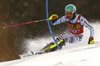 Felix Neureuther of Germany skiing in first run of men slalom race of Audi FIS Alpine skiing World cup in Kranjska Gora, Slovenia. Men slalom race of Audi FIS Alpine skiing World cup season 2014-2015, was held on Sunday, 15th of March 2015 in Kranjska Gora, Slovenia.
