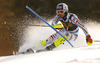 Fritz Dopfer of Germany skiing in first run of men slalom race of Audi FIS Alpine skiing World cup in Kranjska Gora, Slovenia. Men slalom race of Audi FIS Alpine skiing World cup season 2014-2015, was held on Sunday, 15th of March 2015 in Kranjska Gora, Slovenia.
