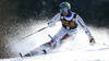 Axel Baeck of Sweden skiing in first run of men slalom race of Audi FIS Alpine skiing World cup in Kranjska Gora, Slovenia. Men slalom race of Audi FIS Alpine skiing World cup season 2014-2015, was held on Sunday, 15th of March 2015 in Kranjska Gora, Slovenia.
