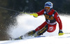 Giuliano Razzoli of Italy skiing in first run of men slalom race of Audi FIS Alpine skiing World cup in Kranjska Gora, Slovenia. Men slalom race of Audi FIS Alpine skiing World cup season 2014-2015, was held on Sunday, 15th of March 2015 in Kranjska Gora, Slovenia.
