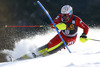 Patrick Thaler of Italy skiing in first run of men slalom race of Audi FIS Alpine skiing World cup in Kranjska Gora, Slovenia. Men slalom race of Audi FIS Alpine skiing World cup season 2014-2015, was held on Sunday, 15th of March 2015 in Kranjska Gora, Slovenia.
