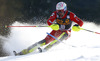 Patrick Thaler of Italy skiing in first run of men slalom race of Audi FIS Alpine skiing World cup in Kranjska Gora, Slovenia. Men slalom race of Audi FIS Alpine skiing World cup season 2014-2015, was held on Sunday, 15th of March 2015 in Kranjska Gora, Slovenia.
