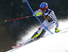 Markus Larsson of Sweden skiing in first run of men slalom race of Audi FIS Alpine skiing World cup in Kranjska Gora, Slovenia. Men slalom race of Audi FIS Alpine skiing World cup season 2014-2015, was held on Sunday, 15th of March 2015 in Kranjska Gora, Slovenia.
