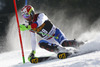 Luca Aerni of Switzerland skiing in first run of men slalom race of Audi FIS Alpine skiing World cup in Kranjska Gora, Slovenia. Men slalom race of Audi FIS Alpine skiing World cup season 2014-2015, was held on Sunday, 15th of March 2015 in Kranjska Gora, Slovenia.
