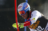 Bernhard Niederberger of Switzerland skiing in first run of men slalom race of Audi FIS Alpine skiing World cup in Kranjska Gora, Slovenia. Men slalom race of Audi FIS Alpine skiing World cup season 2014-2015, was held on Sunday, 15th of March 2015 in Kranjska Gora, Slovenia.
