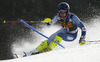 Dave Ryding of Great Britain skiing in first run of men slalom race of Audi FIS Alpine skiing World cup in Kranjska Gora, Slovenia. Men slalom race of Audi FIS Alpine skiing World cup season 2014-2015, was held on Sunday, 15th of March 2015 in Kranjska Gora, Slovenia.
