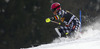 Jens Henttinen of Finland skiing in first run of men slalom race of Audi FIS Alpine skiing World cup in Kranjska Gora, Slovenia. Men slalom race of Audi FIS Alpine skiing World cup season 2014-2015, was held on Sunday, 15th of March 2015 in Kranjska Gora, Slovenia.
