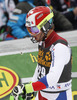 Luca Aerni of Switzerland reacts in finish of the second run of men slalom race of Audi FIS Alpine skiing World cup in Kranjska Gora, Slovenia. Men slalom race of Audi FIS Alpine skiing World cup season 2014-2015, was held on Sunday, 15th of March 2015 in Kranjska Gora, Slovenia.
