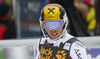 Marcel Hirscher of Austria reacts in finish of the second run of men slalom race of Audi FIS Alpine skiing World cup in Kranjska Gora, Slovenia. Men slalom race of Audi FIS Alpine skiing World cup season 2014-2015, was held on Sunday, 15th of March 2015 in Kranjska Gora, Slovenia.
