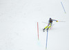 Fritz Dopfer of Germany skiing in the second run of men slalom race of Audi FIS Alpine skiing World cup in Kranjska Gora, Slovenia. Men slalom race of Audi FIS Alpine skiing World cup season 2014-2015, was held on Sunday, 15th of March 2015 in Kranjska Gora, Slovenia.
