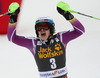 Winner Henrik Kristoffersen of Norway reacts in finish of the second run of men slalom race of Audi FIS Alpine skiing World cup in Kranjska Gora, Slovenia. Men slalom race of Audi FIS Alpine skiing World cup season 2014-2015, was held on Sunday, 15th of March 2015 in Kranjska Gora, Slovenia.
