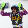 Winner Henrik Kristoffersen of Norway reacts in finish of the second run of men slalom race of Audi FIS Alpine skiing World cup in Kranjska Gora, Slovenia. Men slalom race of Audi FIS Alpine skiing World cup season 2014-2015, was held on Sunday, 15th of March 2015 in Kranjska Gora, Slovenia.
