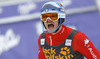 Second placed Giuliano Razzoli of Italy reacts in finish of the second run of men slalom race of Audi FIS Alpine skiing World cup in Kranjska Gora, Slovenia. Men slalom race of Audi FIS Alpine skiing World cup season 2014-2015, was held on Sunday, 15th of March 2015 in Kranjska Gora, Slovenia.
