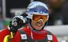 Second placed Giuliano Razzoli of Italy reacts in finish of the second run of men slalom race of Audi FIS Alpine skiing World cup in Kranjska Gora, Slovenia. Men slalom race of Audi FIS Alpine skiing World cup season 2014-2015, was held on Sunday, 15th of March 2015 in Kranjska Gora, Slovenia.
