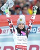 Overall World cup winner Anna Fenninger of Austria celebrates with her crystal globe for the Overall World cup during the overall winner Ceremony for the Overall FIS World Cup at the Roc de Fer in Meribel, France on 2015/03/22.
