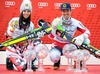 Overall World cup winner Anna Fenninger of Austria and Marcell Hirscher of Austria celebrates with their crystal globes for the Overall World cup during the overall winner Ceremony for the Overall FIS World Cup at the Roc de Fer in Meribel, France on 2015/03/22.
