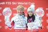 Overall World cup winner Anna Fenninger of Austria and Marcell Hirscher of Austria celebrates with their crystal globes for the Overall World cup during the overall winner Ceremony for the Overall FIS World Cup at the Roc de Fer in Meribel, France on 2015/03/22.
