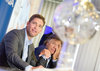 Benjamin Raich of Austria and President of the Austrian Skiing Federation Peter Schroecksnadel during the career end Press conference of Austrian Alpine Ski Athlete Benjamin Raich at Uniqa Tower in Vienna, Austria on 2015/09/10.
