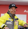 Victor Malmstrom of Finland during FIS alpine skiing World cup main sponsor Audi media talk, which was held before opening races of new Audi FIS Alpine skiing World cup season on Rettenbach glacier above Soelden, Austria. Audi Media talk was held on Thursday, 22nd of October 2015 in Soelden, Austria.
