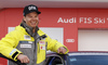 Victor Malmstrom of Finland during FIS alpine skiing World cup main sponsor Audi media talk, which was held before opening races of new Audi FIS Alpine skiing World cup season on Rettenbach glacier above Soelden, Austria. Audi Media talk was held on Thursday, 22nd of October 2015 in Soelden, Austria.
