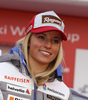 Lara Gut of Switzerland during FIS alpine skiing World cup main sponsor Audi media talk, which was held before opening races of new Audi FIS Alpine skiing World cup season on Rettenbach glacier above Soelden, Austria. Audi Media talk was held on Thursday, 22nd of October 2015 in Soelden, Austria.
