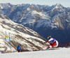 Michelle Gisin of Switzerland skiing in first run of the women giant slalom race of Audi FIS Alpine skiing World cup in Soelden, Austria. Opening women giant slalom race of Audi FIS Alpine skiing World cup was held on Rettenbach glacier above Soelden, Austrai, on Saturday, 24th of October 2015.
