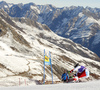 Michelle Gisin of Switzerland skiing in first run of the women giant slalom race of Audi FIS Alpine skiing World cup in Soelden, Austria. Opening women giant slalom race of Audi FIS Alpine skiing World cup was held on Rettenbach glacier above Soelden, Austrai, on Saturday, 24th of October 2015.
