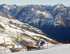 Emi Hasegawa of Japan skiing in first run of the women giant slalom race of Audi FIS Alpine skiing World cup in Soelden, Austria. Opening women giant slalom race of Audi FIS Alpine skiing World cup was held on Rettenbach glacier above Soelden, Austrai, on Saturday, 24th of October 2015.
