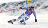 Viktoria Rebensburg of Germany skiing in first run of the women giant slalom race of Audi FIS Alpine skiing World cup in Soelden, Austria. Opening women giant slalom race of Audi FIS Alpine skiing World cup was held on Rettenbach glacier above Soelden, Austrai, on Saturday, 24th of October 2015.
