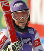 Fifth placed Tessa Worley of France reacts in finish of the second run of the women giant slalom race of Audi FIS Alpine skiing World cup in Soelden, Austria. Opening women giant slalom race of Audi FIS Alpine skiing World cup was held on Rettenbach glacier above Soelden, Austrai, on Saturday, 24th of October 2015.
