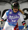 Fourth placed Lara Gut of Switzerland reacts in finish of the second run of the women giant slalom race of Audi FIS Alpine skiing World cup in Soelden, Austria. Opening women giant slalom race of Audi FIS Alpine skiing World cup was held on Rettenbach glacier above Soelden, Austrai, on Saturday, 24th of October 2015.
