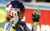 Second placed Mikaela Shiffrin of USA reacts in finish of the second run of the women giant slalom race of Audi FIS Alpine skiing World cup in Soelden, Austria. Opening women giant slalom race of Audi FIS Alpine skiing World cup was held on Rettenbach glacier above Soelden, Austrai, on Saturday, 24th of October 2015.
